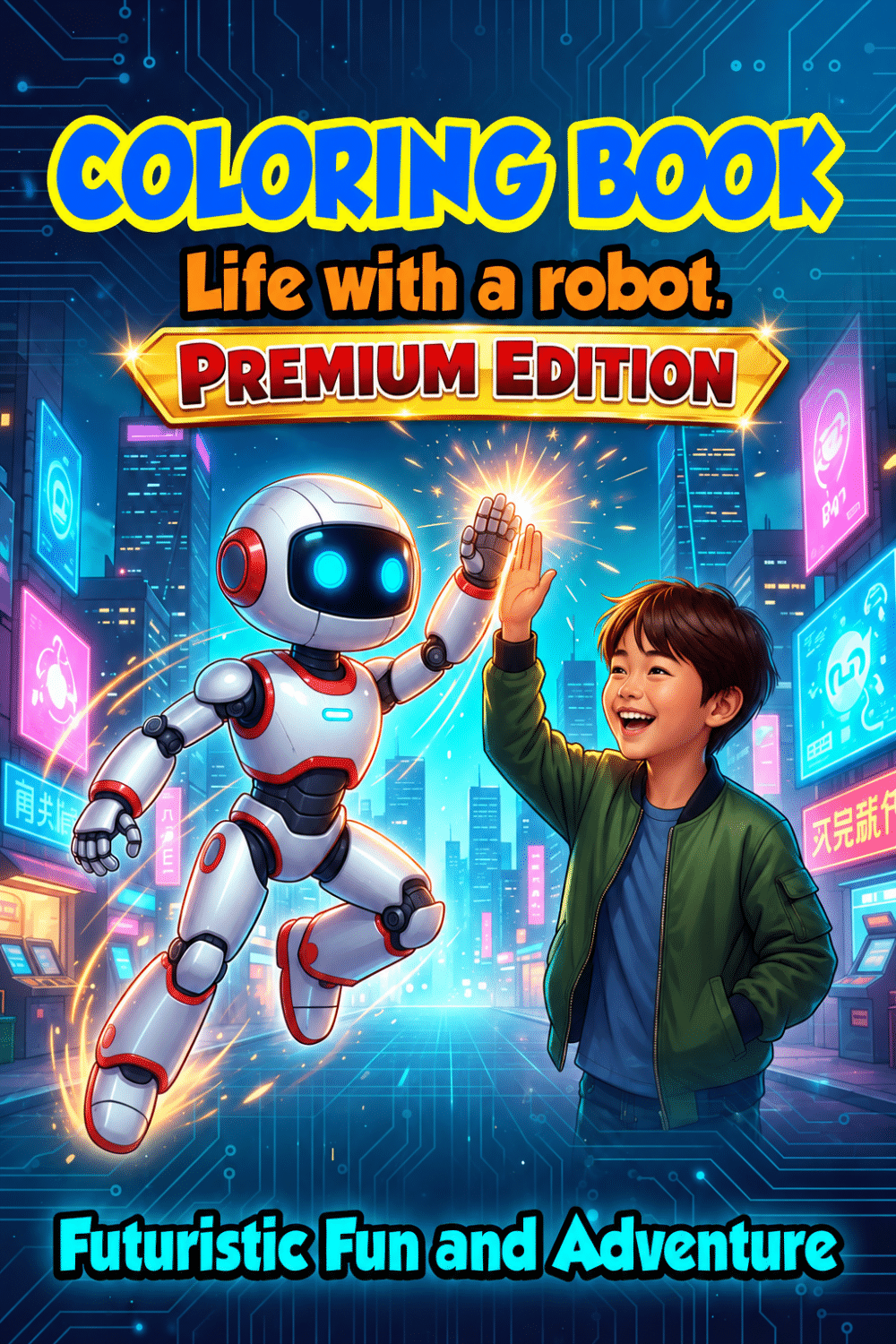 Coloring Book Life With a Robot. Children Ages 4+: Unwind and have a fun-Filled Robot Adventures