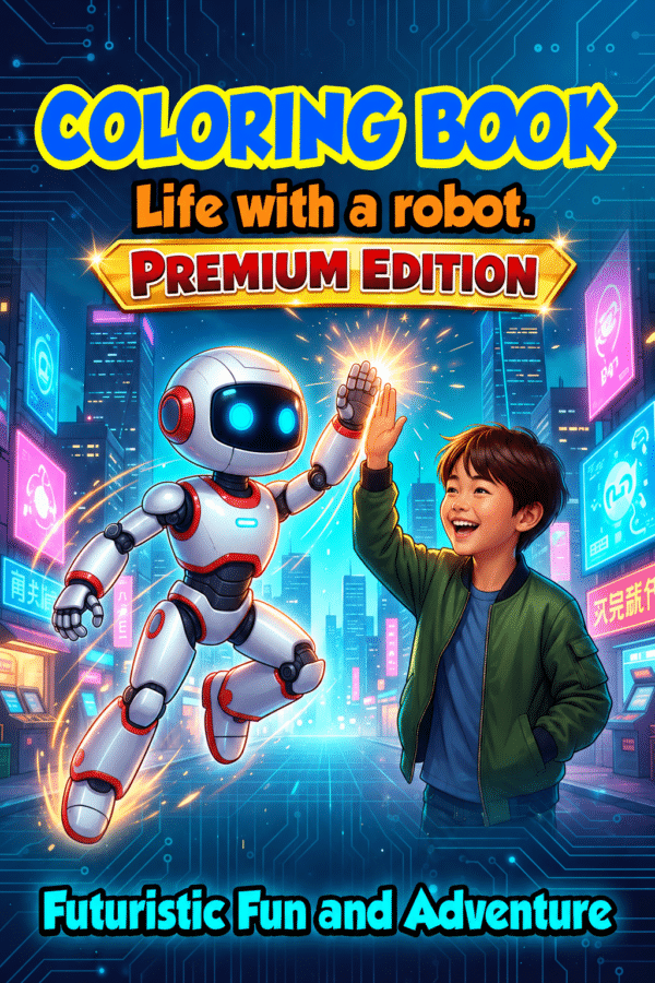 Coloring Book Life With a Robot. Children Ages 4+: Unwind and have a fun-Filled Robot Adventures
